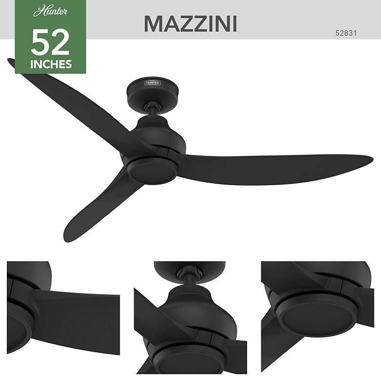 Image 6 52" Hunter Mazzini Matte Black Ceiling Fan more views