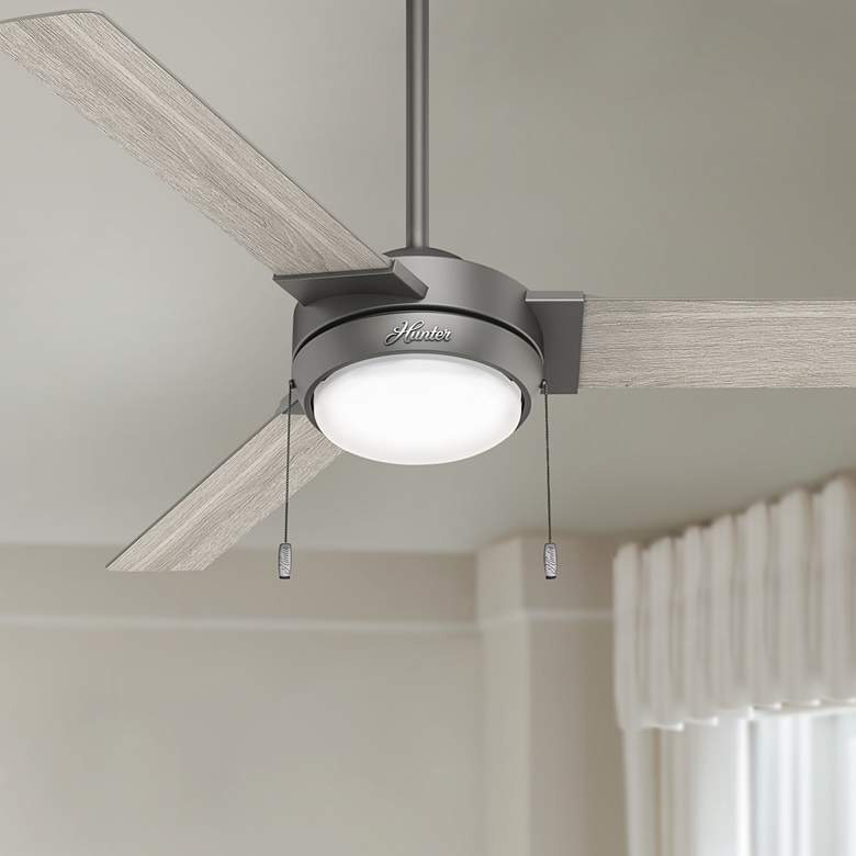 52&quot; Hunter Mesquite Matte Silver LED Pull Chain Ceiling Fan