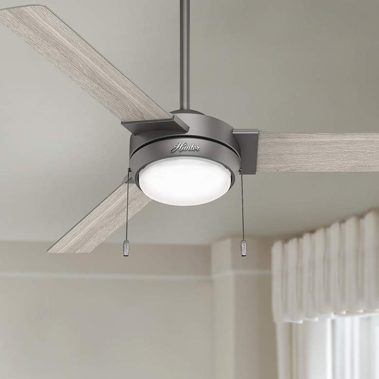 Image 1 52" Hunter Mesquite Matte Silver LED Pull Chain Ceiling Fan