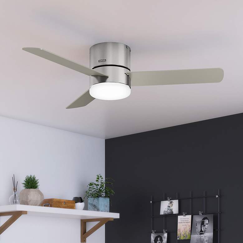 Image 1 52" Hunter Minimus Brushed Nickel LED Ceiling Fan with Remote