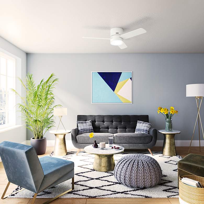 Image 7 52" Hunter Minimus Fresh White 3-Blade LED Ceiling Fan with Remote more views