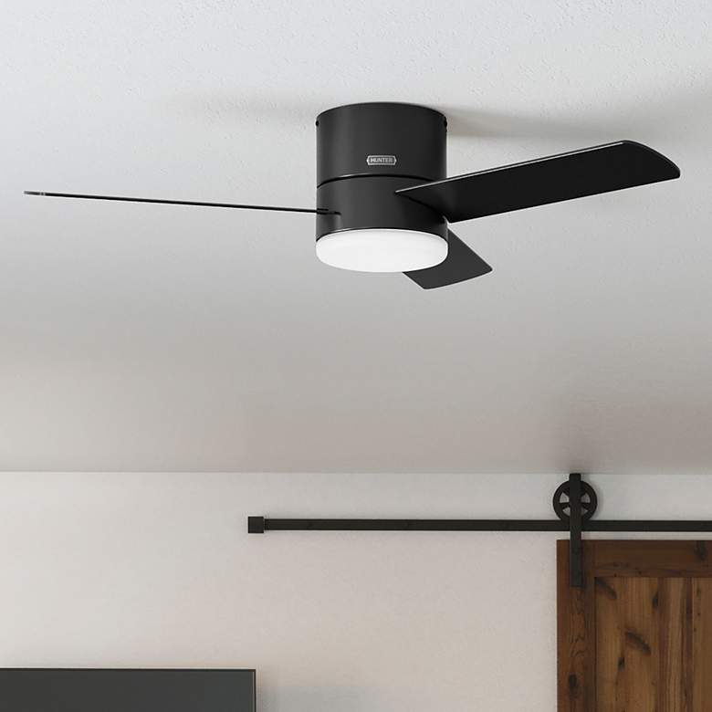 Image 1 52" Hunter Minimus Matte Black 3-Blade LED Ceiling Fan with Remote
