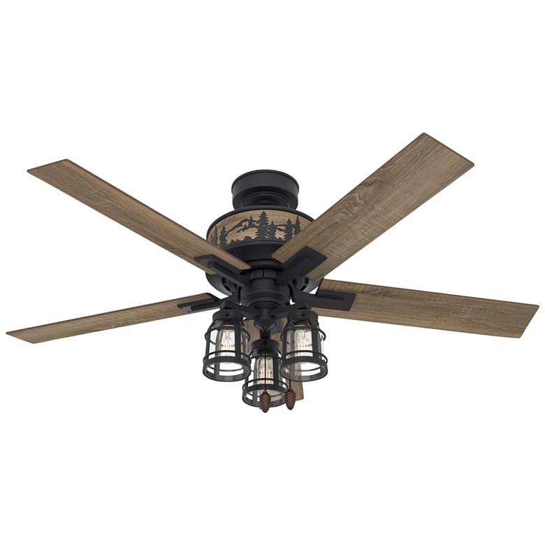 Image 3 52 inch Hunter Mt. Vista Natural Iron LED Light Pull Chain Ceiling Fan