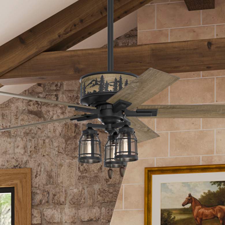 Image 2 52 inch Hunter Mt. Vista Natural Iron LED Light Pull Chain Ceiling Fan