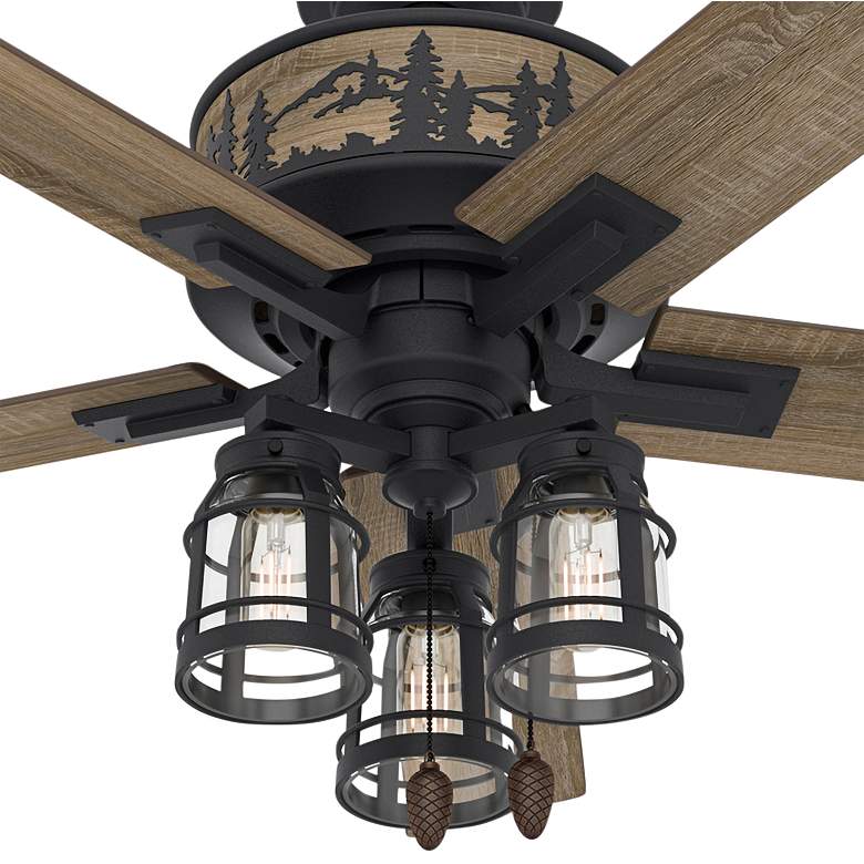 Image 4 52" Hunter Mt. Vista Natural Iron LED Light Pull Chain Ceiling Fan more views