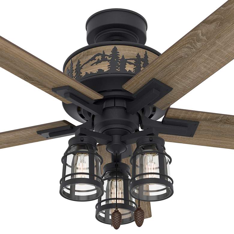 Image 6 52" Hunter Mt. Vista Natural Iron LED Light Pull Chain Ceiling Fan more views