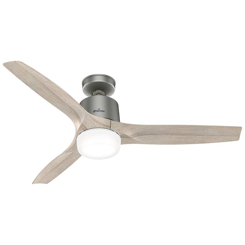 Image 1 52" Hunter Neuron LED Matte Silver Smart Ceiling Fan with Remote