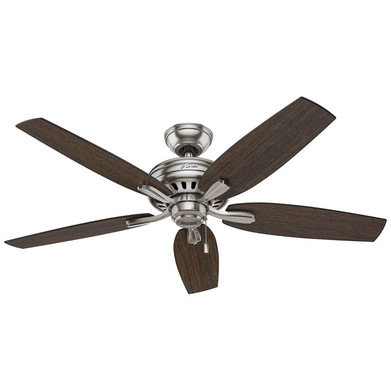Image 1 52 inch Hunter Newsome Brushed Nickel Ceiling Fan and Pull Chain