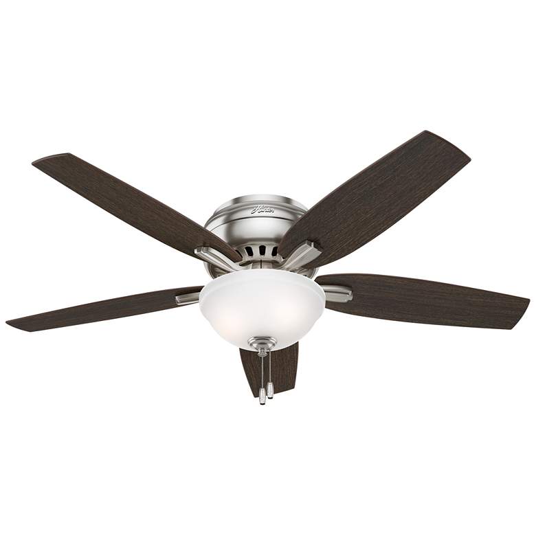 Image 1 52" Hunter Newsome Brushed Nickel LP Ceiling Fan with LED Light Kit