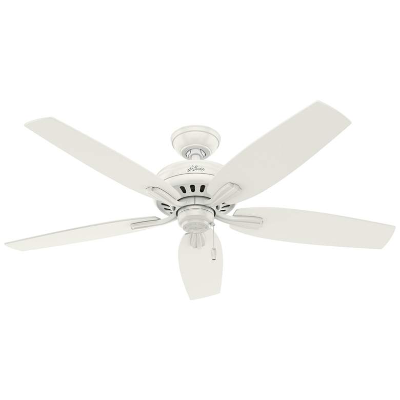 Image 1 52 inch Hunter Newsome Fresh White Damp Rated Ceiling Fan and Pull Chain