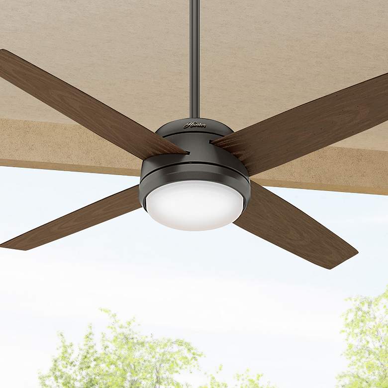 Image 1 52" Hunter Oceana Noble Bronze WeatherMax LED Fan with Wall Control