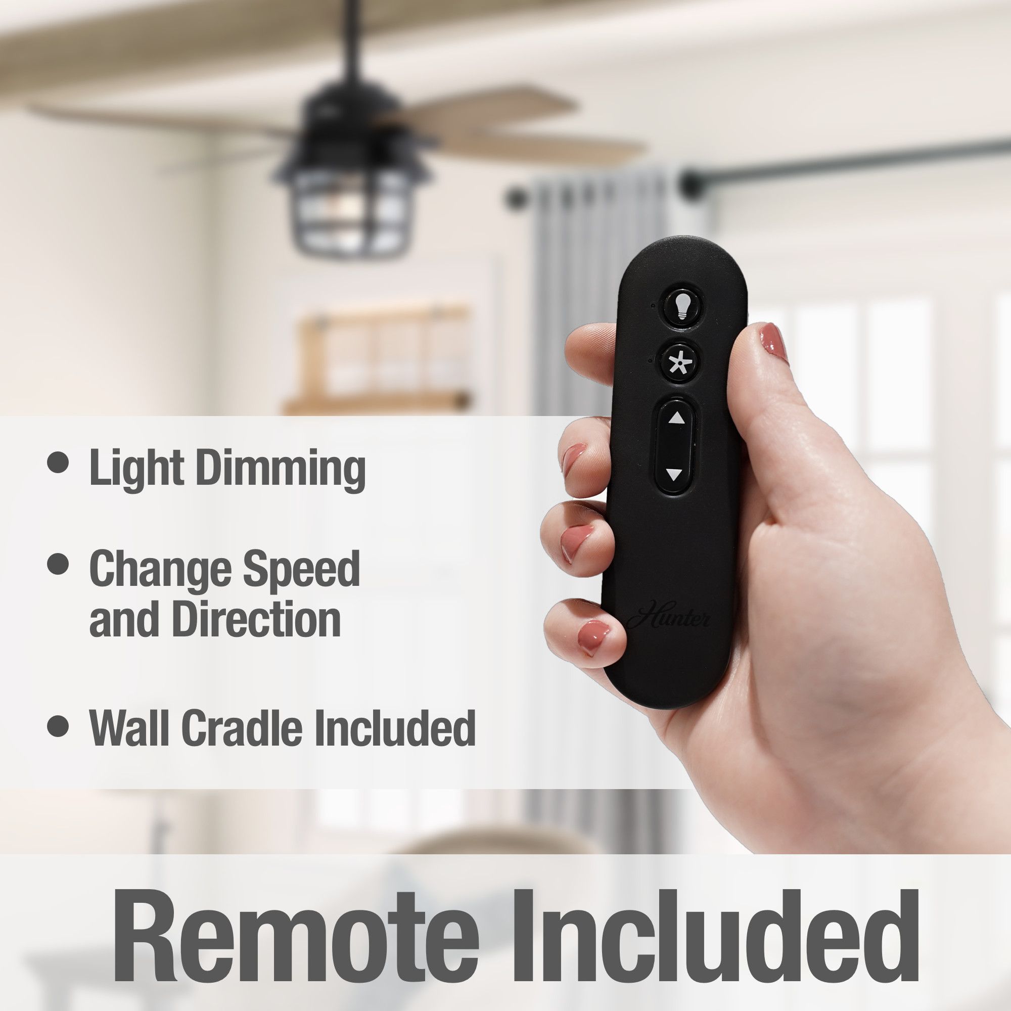 52" Hunter Port Royale Natural Black Iron LED Ceiling Fan