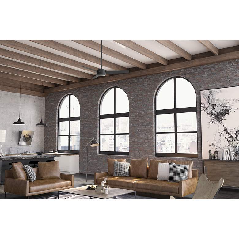 Image 5 52" Hunter Presto Matte Black Ceiling Fan and Wall Control more views