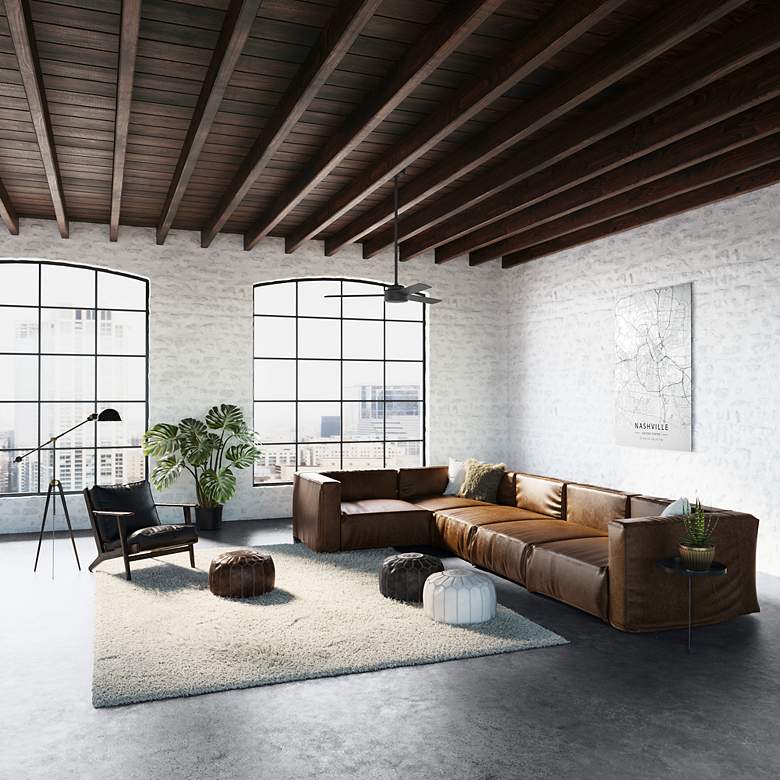 Image 6 52" Hunter Presto Matte Black Ceiling Fan and Wall Control more views