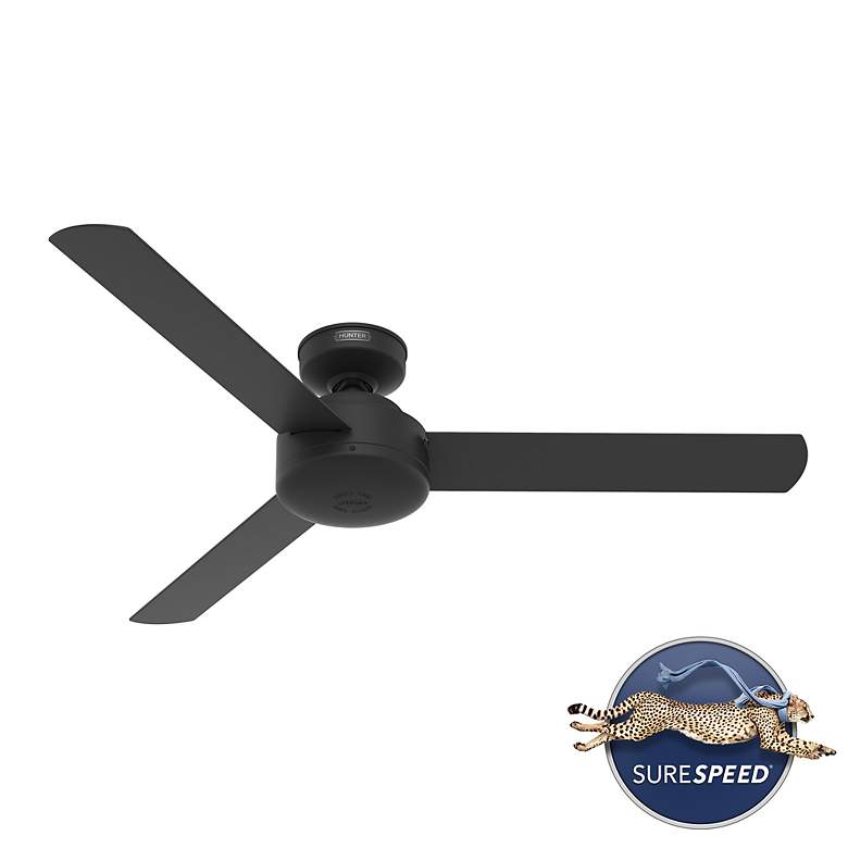 Image 7 52" Hunter Presto Matte Black Ceiling Fan and Wall Control more views