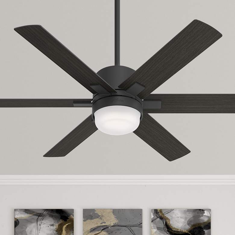 Image 1 52" Hunter Radeon Matte Black LED Smart Ceiling Fan