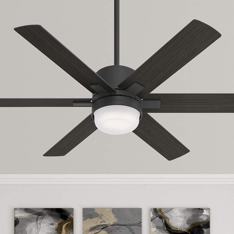 Image 1 52 inch Hunter Radeon Matte Black LED Smart Ceiling Fan