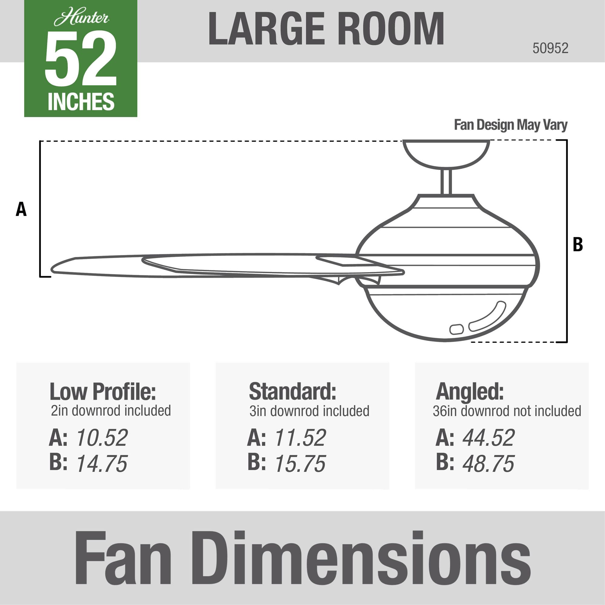 52" Hunter Radeon Matte White LED Smart Ceiling Fan