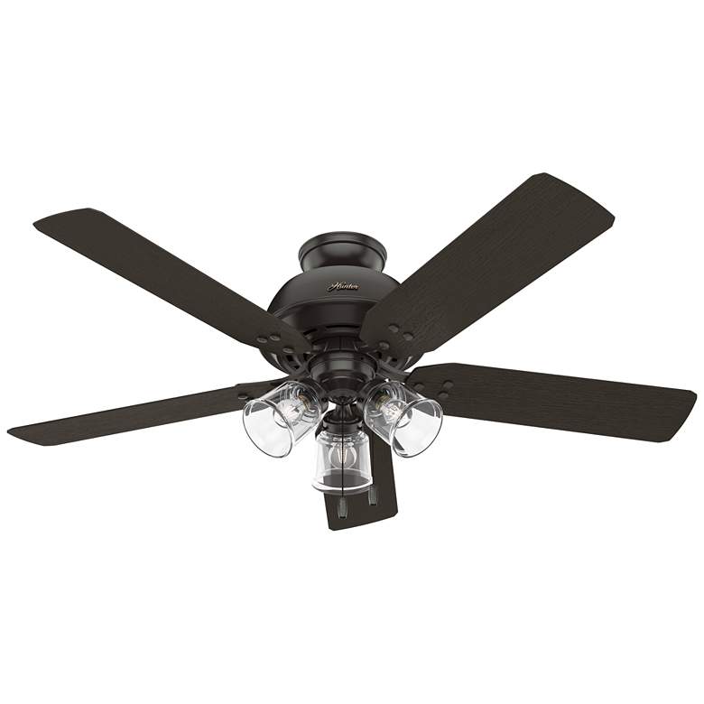Image 1 52 inch Hunter River Ridge Noble Bronze Damp Rated Ceiling Fan with LED Li