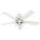 52" Hunter River Ridge White Damp Rated LED Pull Chain Ceiling Fan
