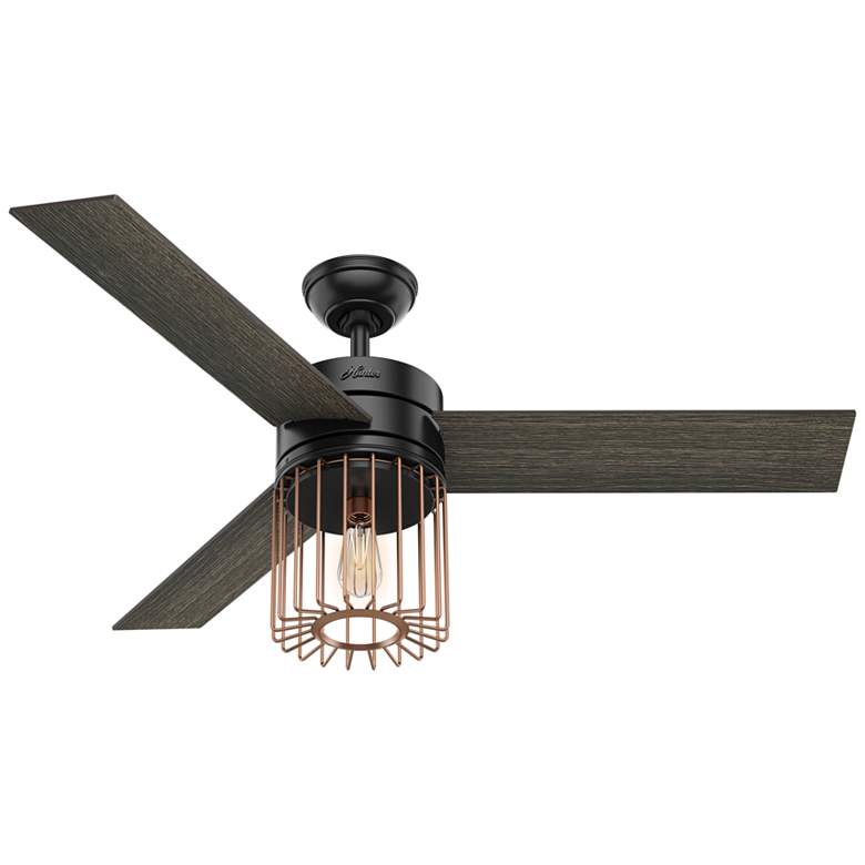 Image 1 52 inch Hunter Ronan Matte Black LED Ceiling Fan with Remote