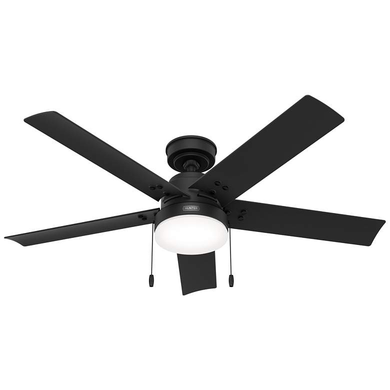 Image 1 52 inch Hunter Sea Point Matte Black Wet Rated Ceiling Fan with LED Light