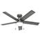 52" Hunter Sea Point Matte Silver Wet Rated Ceiling Fan with LED Light