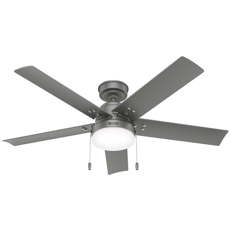 Image 1 52 inch Hunter Sea Point Matte Silver Wet Rated Ceiling Fan with LED Light