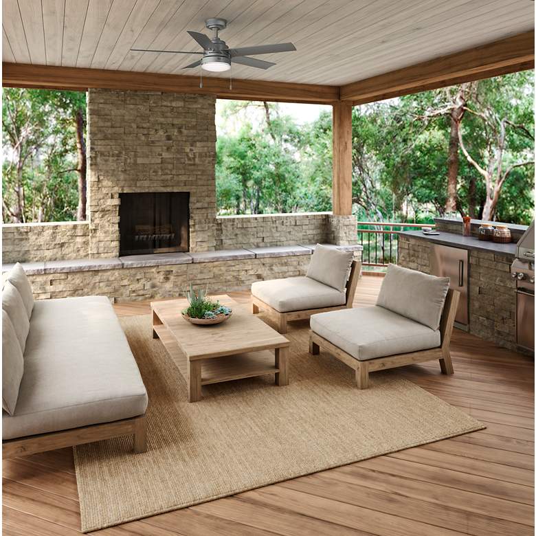 Image 6 52" Hunter Sea Point Matte Silver Wet Rated Ceiling Fan with LED Light more views