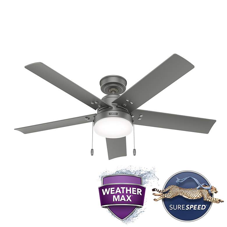 Image 7 52" Hunter Sea Point Matte Silver Wet Rated Ceiling Fan with LED Light more views