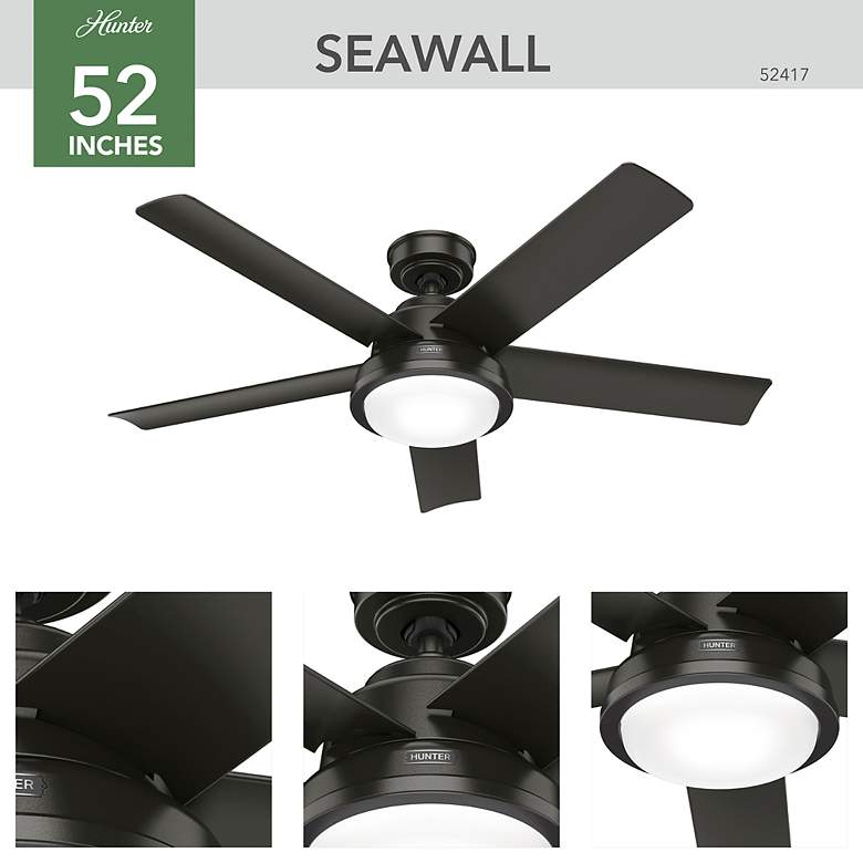 Image 7 52" Hunter Seawall Noble Bronze Outdoor LED Ceiling Fan more views