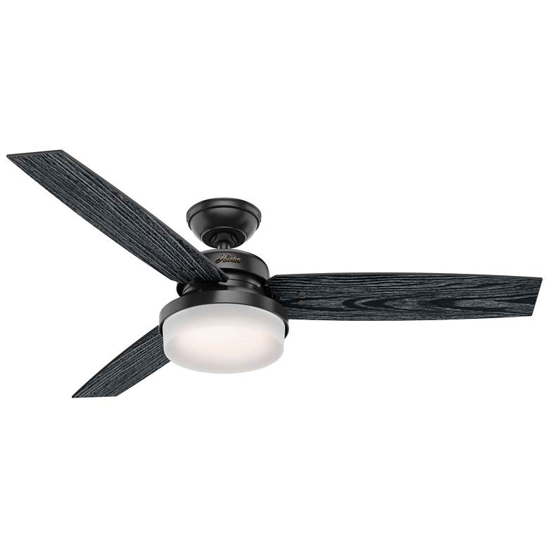 Image 1 52 inch Hunter Sentinel LED 3-Blade Matte Black Ceiling Fan with Remote