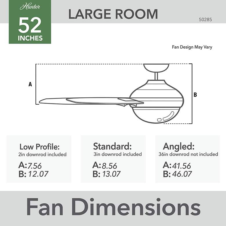 Image 6 52" Hunter Sentinel LED 3-Blade Matte Black Ceiling Fan with Remote more views