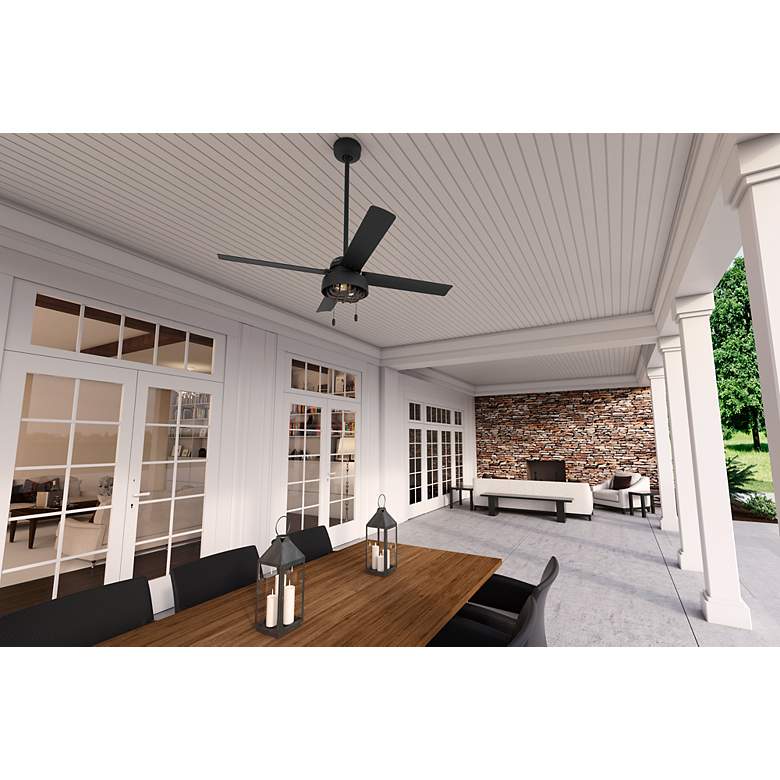 Image 5 52" Hunter Spring Mill LED Damp Rated Matte Black Fan with Pull Chain more views