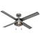 52" Hunter Spring Mill LED Damp Rated Matte Silver Fan with Pull Chain