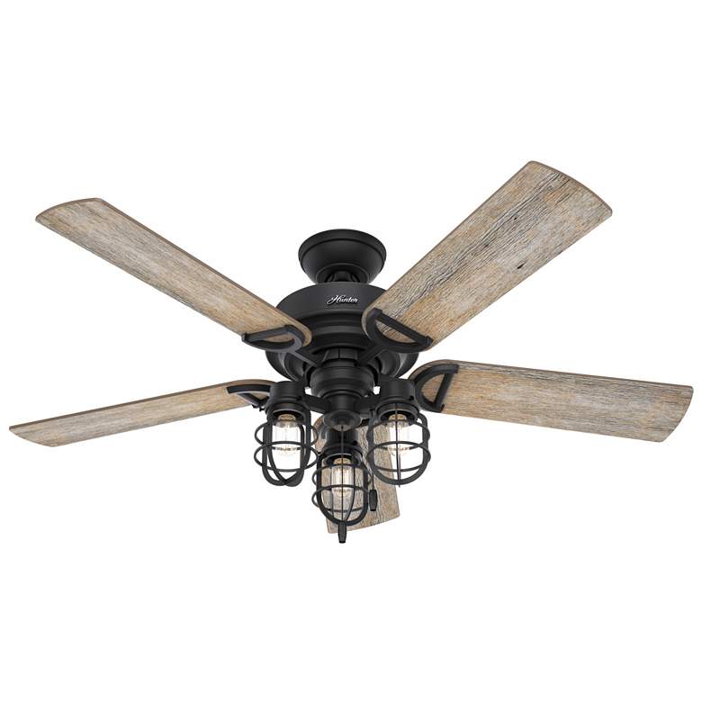 Image 1 52 inch Hunter Starklake LED Natural Iron Damp Pull Chain Ceiling Fan