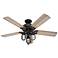 52" Hunter Starklake Natural Black Iron LED Ceiling Fan