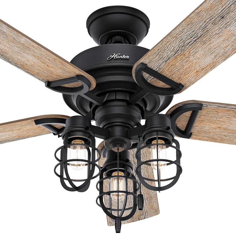 Image 3 52" Hunter Starklake Natural Black Iron LED Ceiling Fan more views