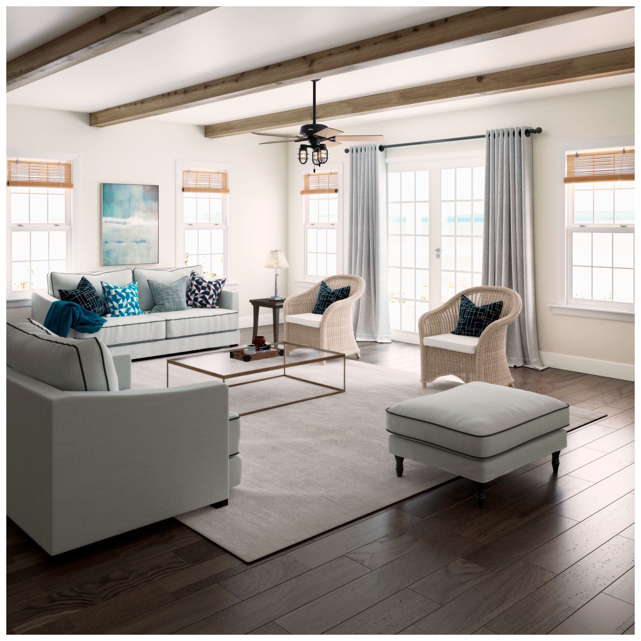 Image 6 52" Hunter Starklake Natural Black Iron LED Ceiling Fan more views