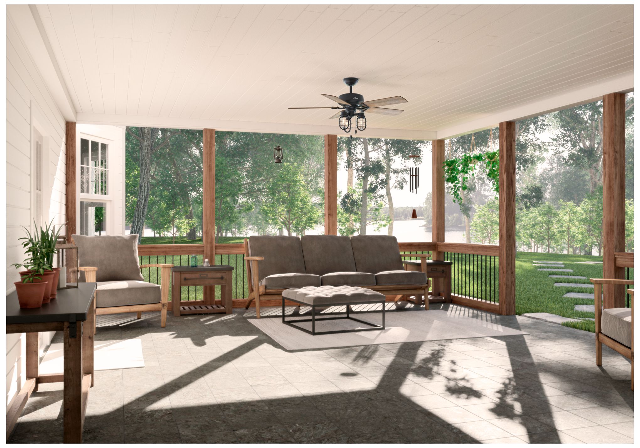 Image 7 52" Hunter Starklake Natural Black Iron LED Ceiling Fan more views