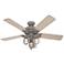 52" Hunter Starklake Quartz Grey Damp Rated Ceiling Fan with LED Light
