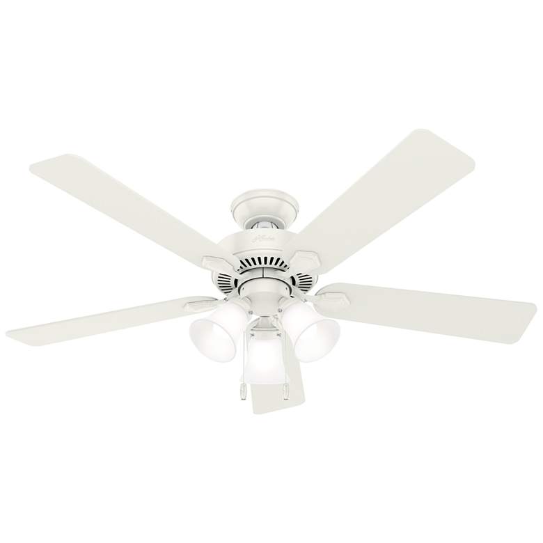 Image 1 52 inch Hunter Swanson Fresh White Ceiling Fan with LED Light Kit