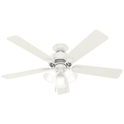 52" Hunter Swanson Fresh White Ceiling Fan with LED Light Kit