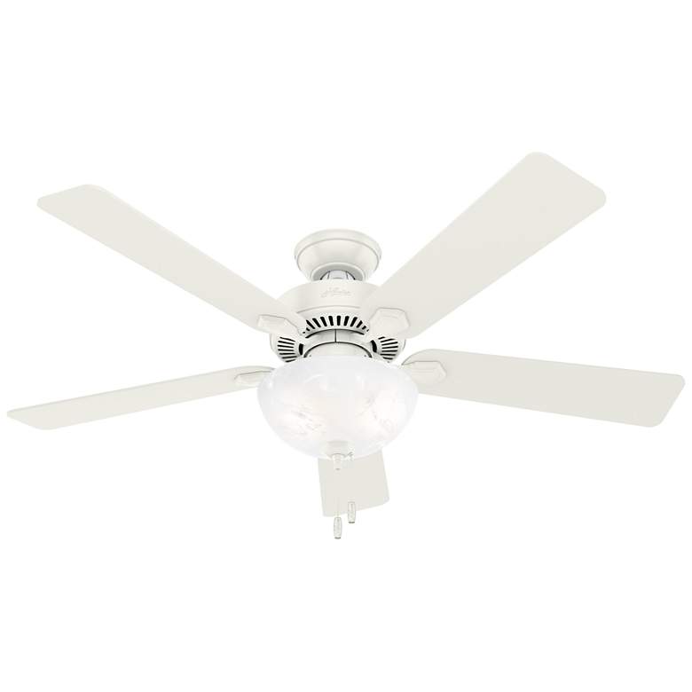 Image 1 52 inch Hunter Swanson Fresh White Ceiling Fan with LED Light Kit