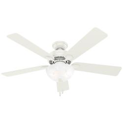 52" Hunter Swanson Fresh White Ceiling Fan with LED Light Kit