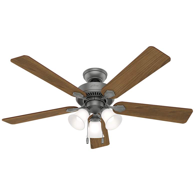 Image 1 52 inch Hunter Swanson Matte Silver Ceiling Fan with LED Light Kit