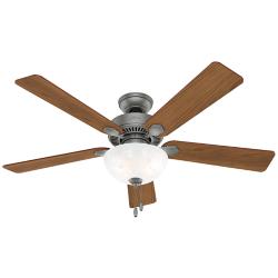52" Hunter Swanson Matte Silver Ceiling Fan with LED Light Kit