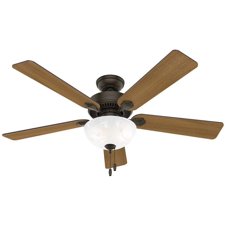 Image 1 52 inch Hunter Swanson New Bronze Ceiling Fan with LED Light Kit