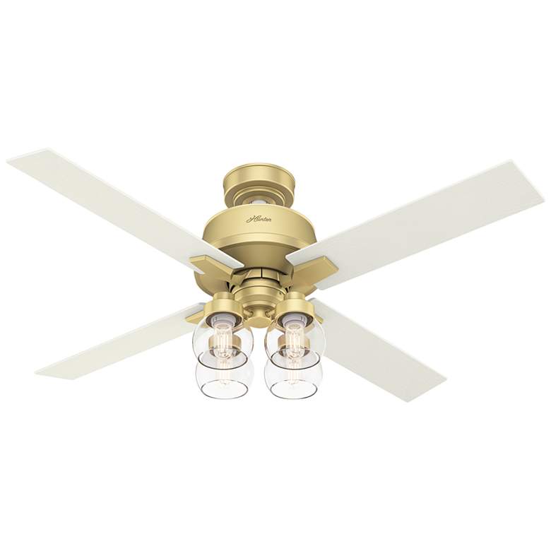 Image 1 52 inch Hunter Vivian Modern Brass LED Ceiling Fan with Remote Control