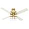 52" Hunter Vivian Modern Brass LED Ceiling Fan with Remote Control